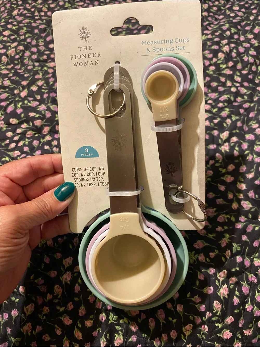 The Pioneer Woman Cream, Mint & Lavender Nesting Measuring Cups and Spoons